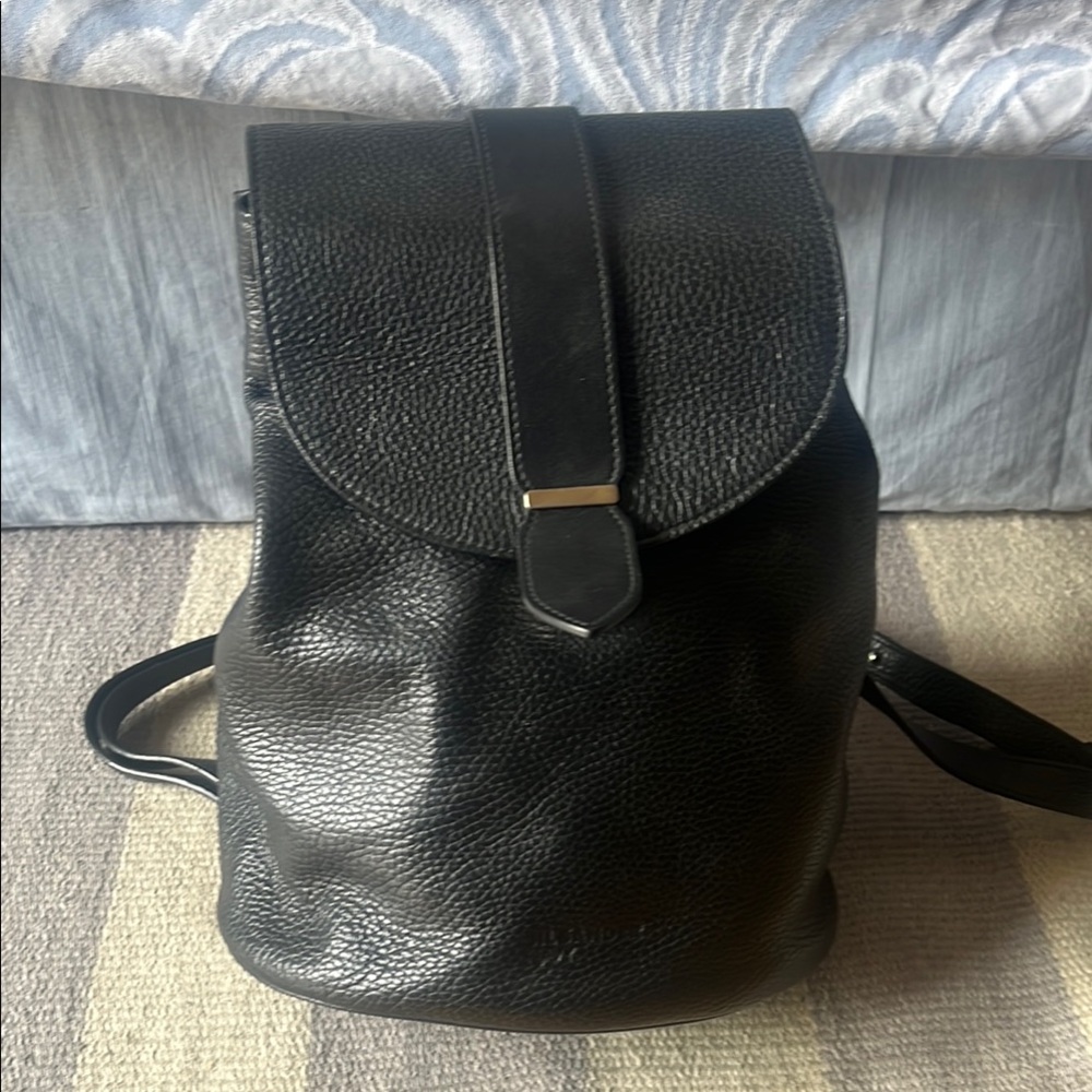 Jil sander navy Black Leather Backpack